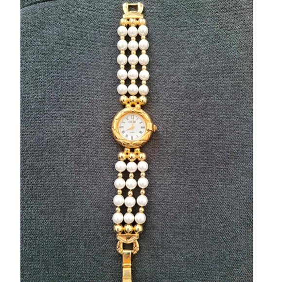 Vintage OPTICKS Celebrity Watch Quartz Pearl Gold Tone Stainless Steel Base - Picture 4 of 13